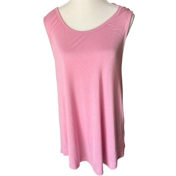 BiBi Tops - BiBi Pink Open Tie Back Sleeveless Tank Top Rayon Blend Casual Summer Sz Large